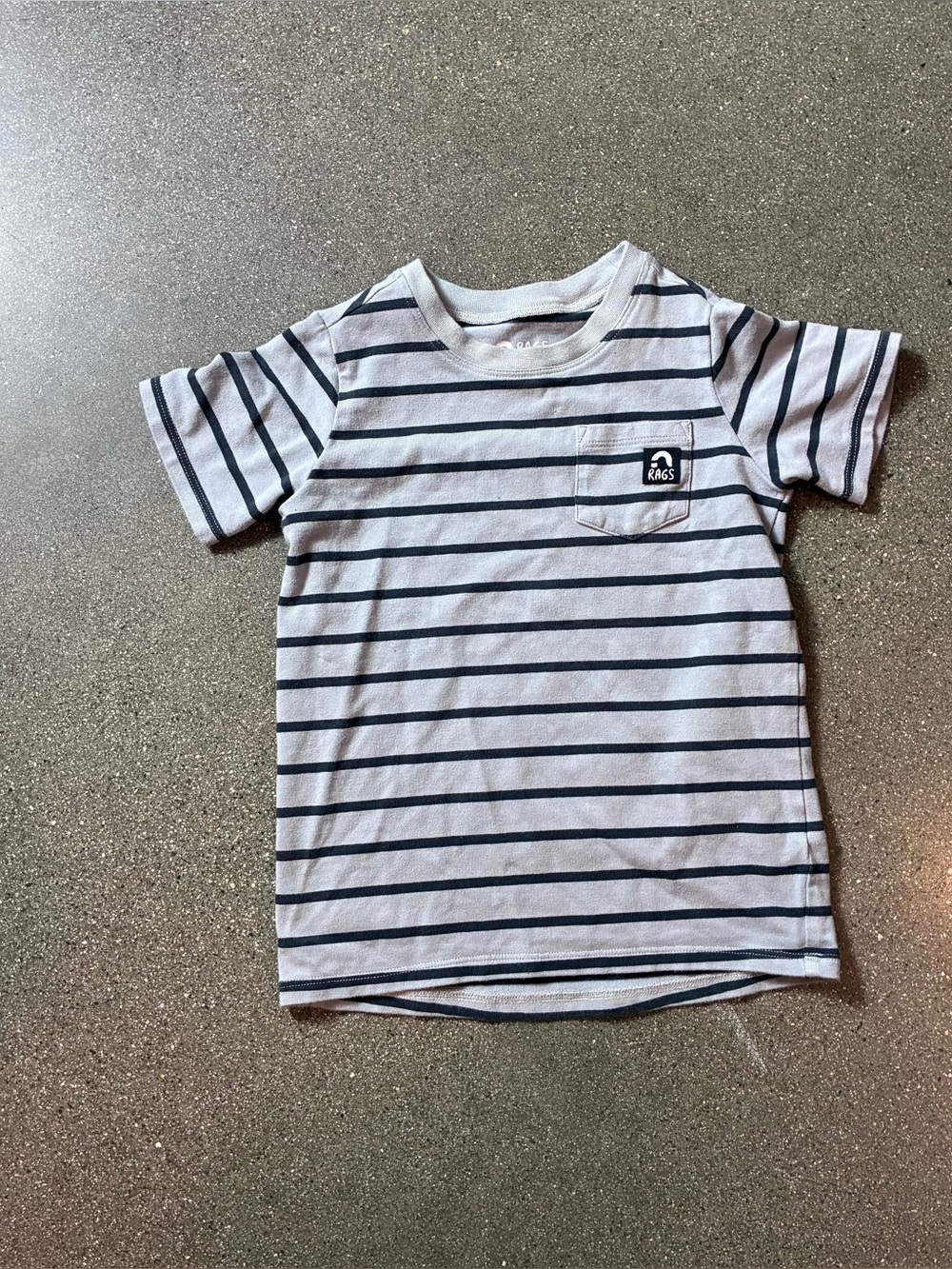 Rags Boys 2T Short Sleeve T shirt Striped Pocket Tee Gray Black Stretchy